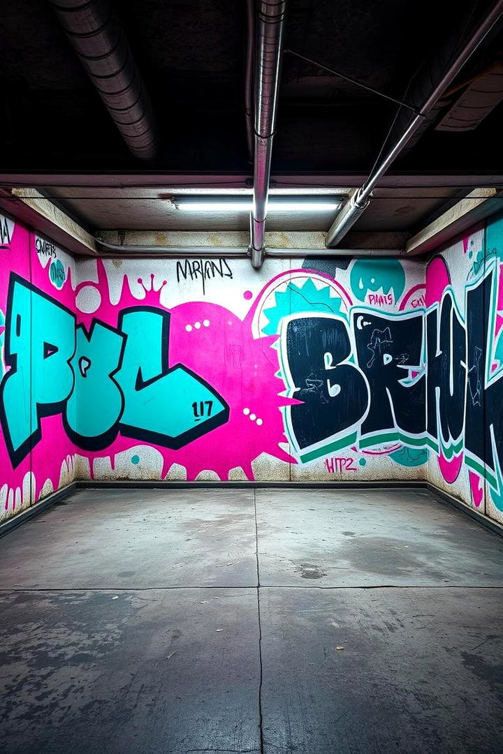 Urban Graffiti Mural - 30 Garage Wall Paint Ideas