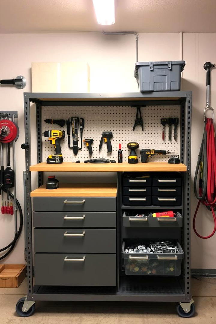 Utility Shelf with Drawers - 30 Garage Shelving Ideas