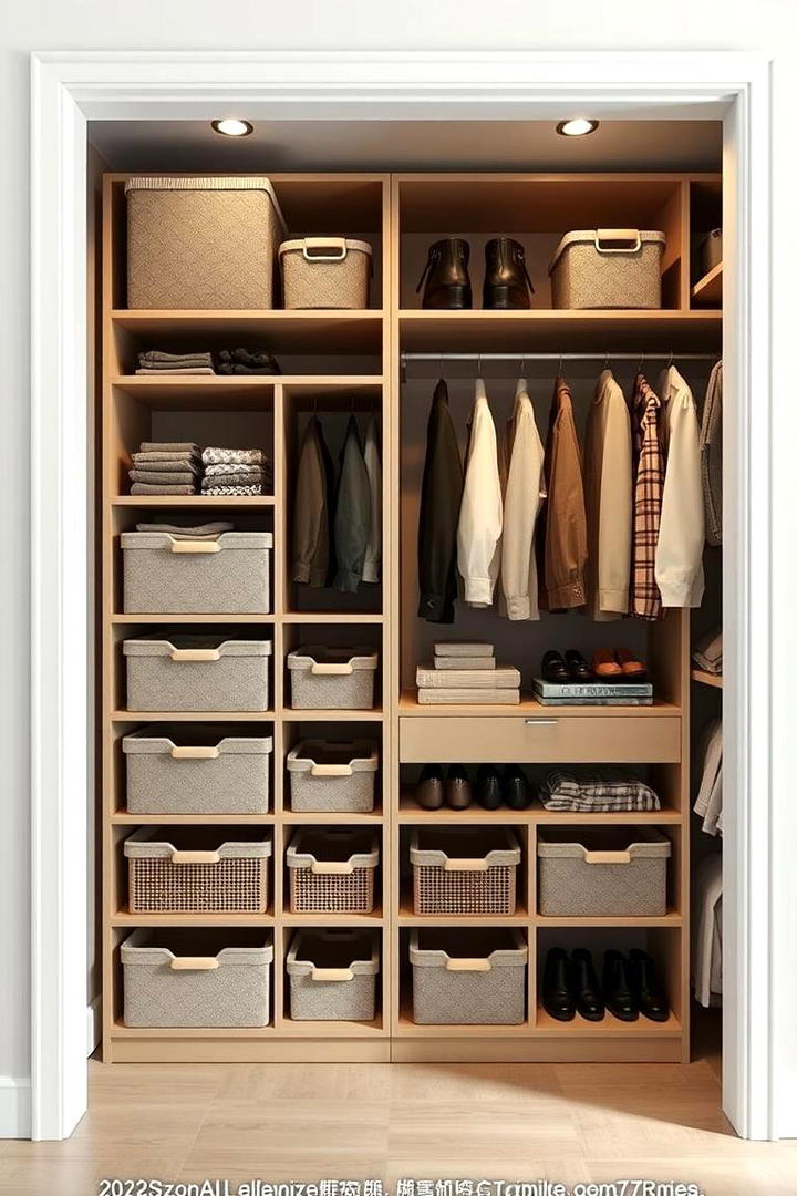 Utilizing Modular Storage Bins - 30 Hall Closet Organization Ideas