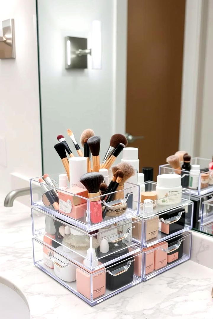 Vanity Organizers with Stackable Bins - 21 Small Bathroom Storage Ideas