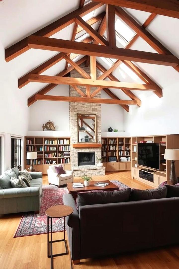 Versatile Space Solutions - 30 Exposed Beam Living Room Ideas