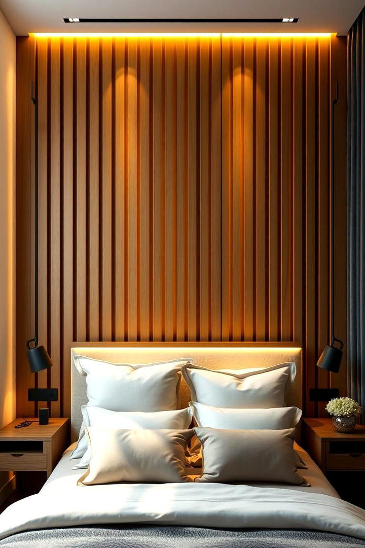 Vertical Accent Illumination - 21 Wood Slat Accent Wall Ideas