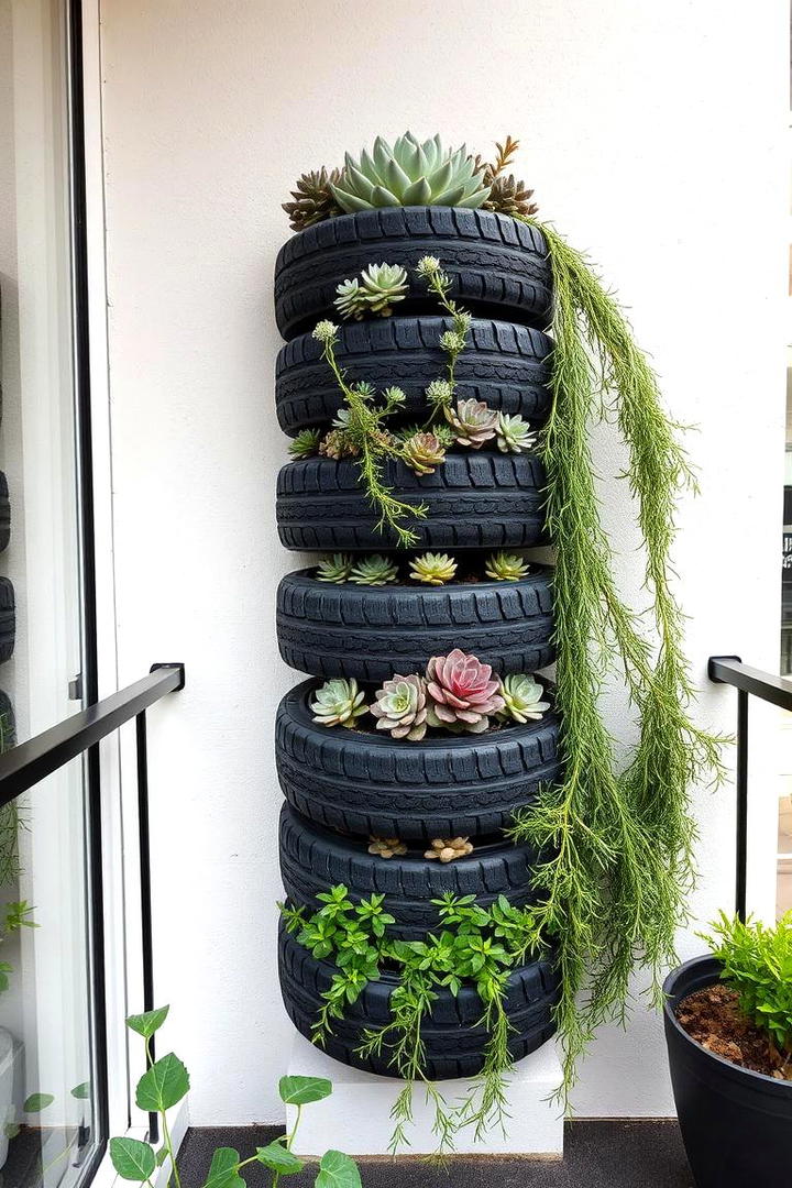 Vertical Tyre Gardens - 21 Recycled Tyre Garden Art Ideas