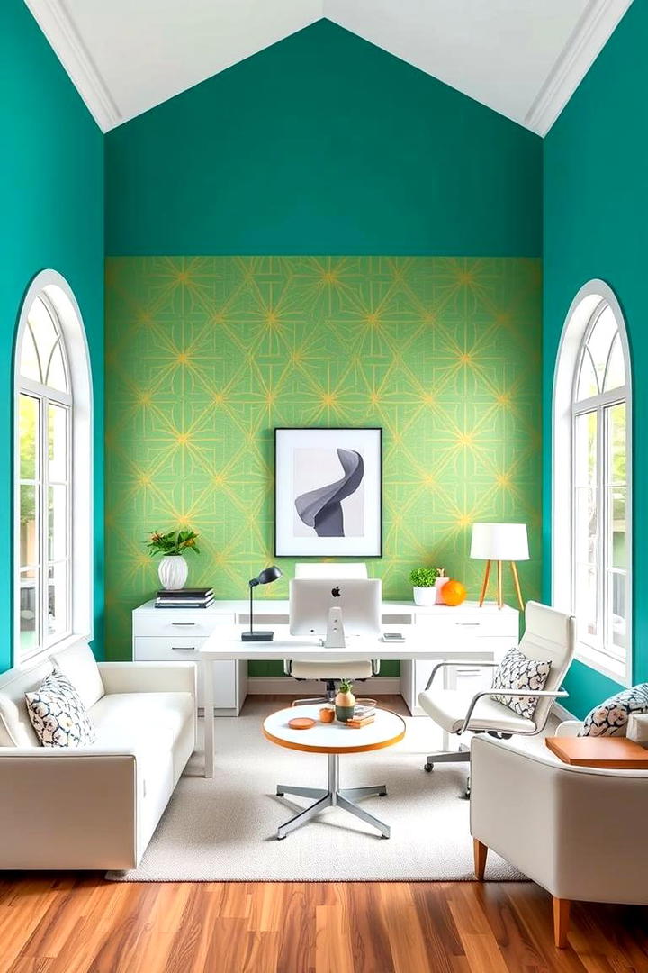 Vibrant Accent Walls - 21 Home Office Decor Ideas