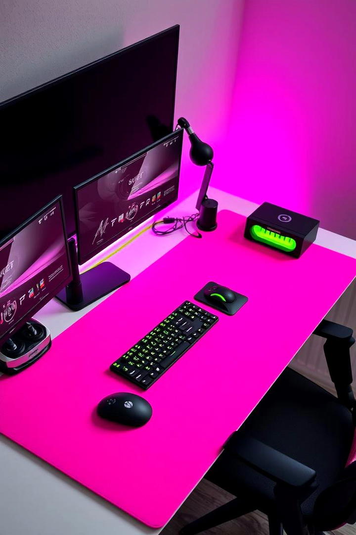 Vibrant Accented Pink Setup - 30 Pink Gaming Setup Ideas