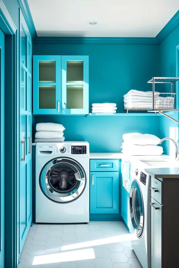 Vibrant Aqua Splash - 30 Laundry Room Paint Ideas