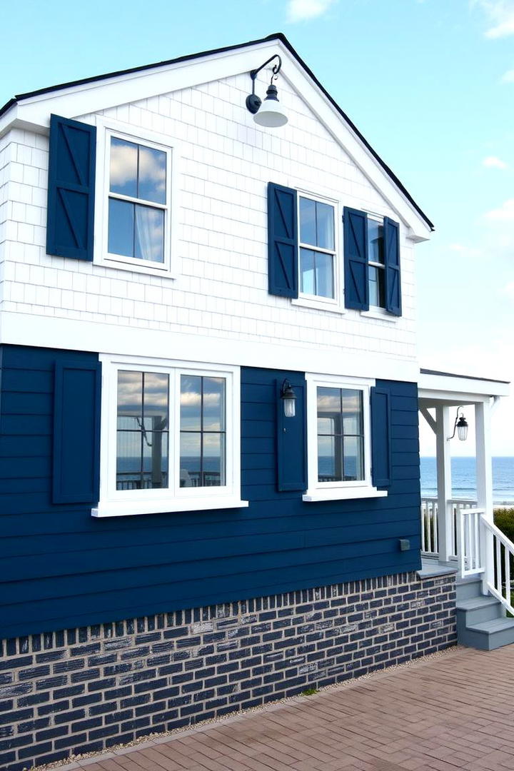 Vibrant Blue Accents - 30 Exterior Brick Paint Color Ideas