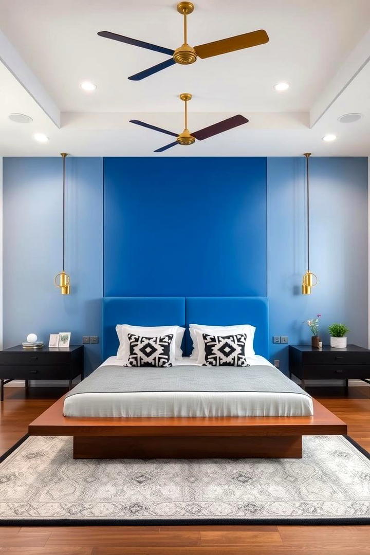 Vibrant Cobalt Blue Focal Point - 21 Blue Bedroom Ideas