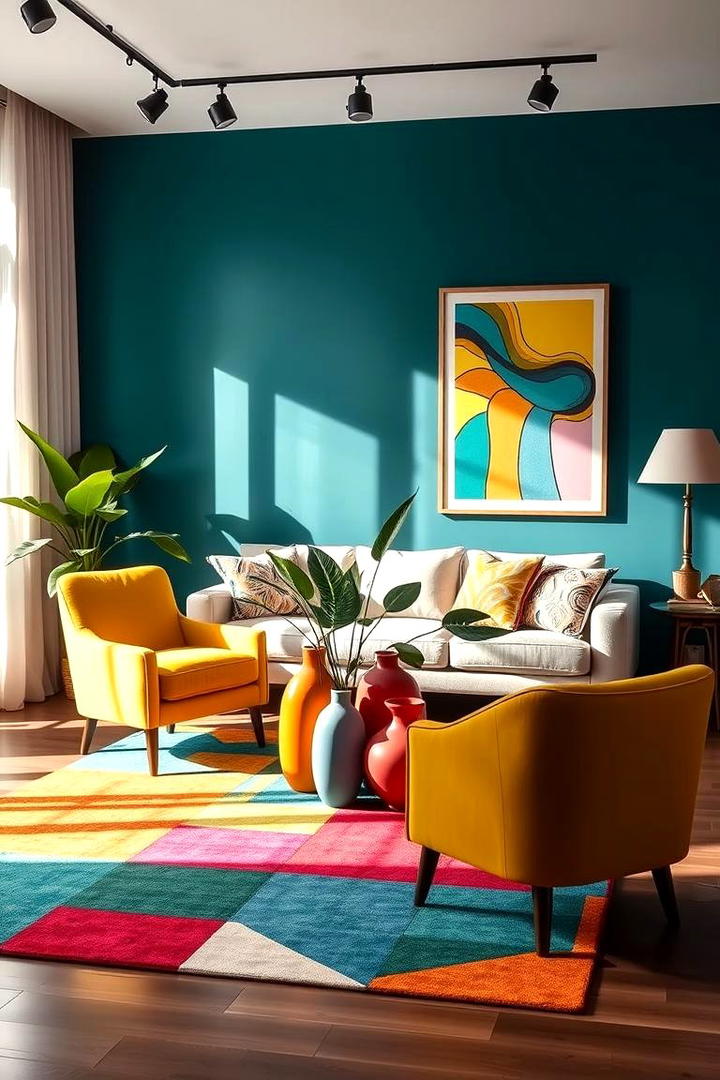 Vibrant Color Accents - 21 Modern Living Room Ideas