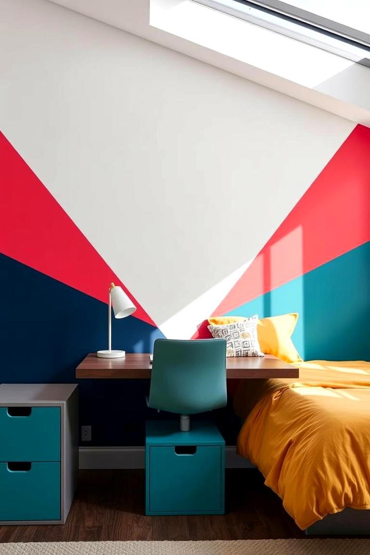 Vibrant Color Block Features - 21 Teen Girl Bedroom Ideas