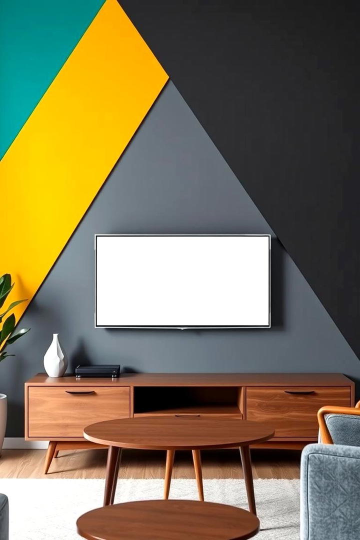 Vibrant Color Block TV Wall - 21 Tv Wall Ideas