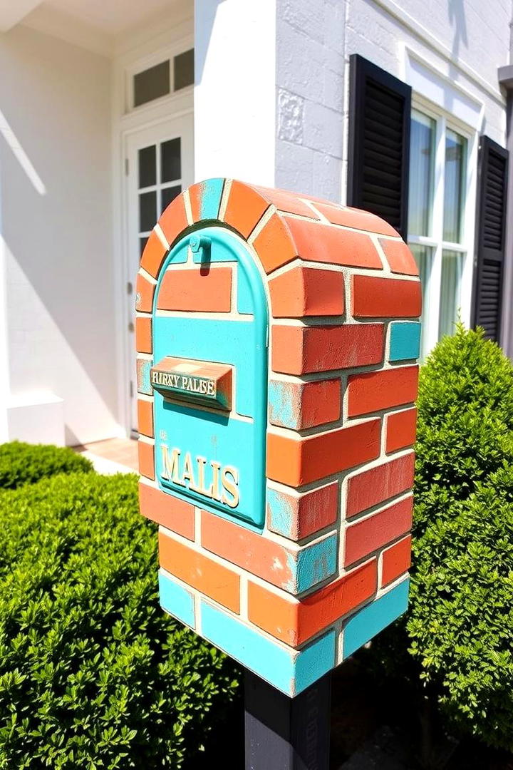 Vibrant Color Brick Mailbox - 30 Brick Mailbox Ideas