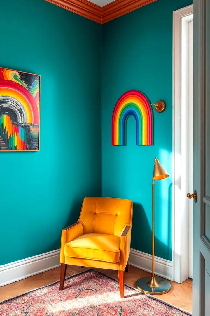 Vibrant Color Burst Corner - 21 Corner Decoration Ideas