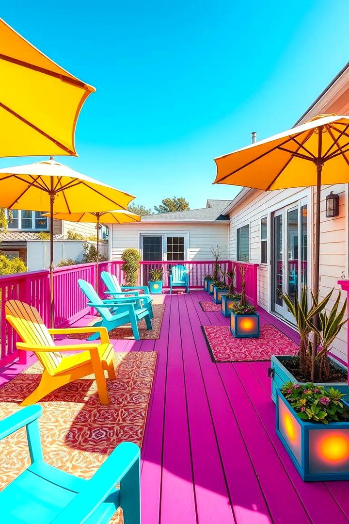 Vibrant Colorful Deck - 21 Patio Deck Ideas