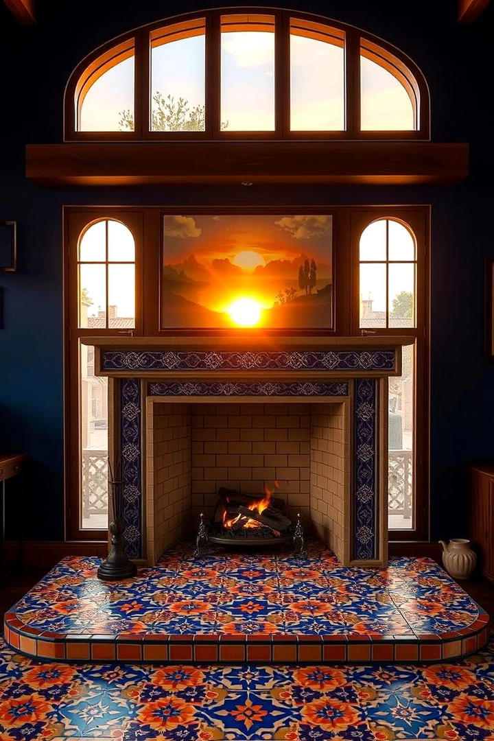 Vibrant Colorful Hearth Accent - 30 Fireplace Hearth Ideas