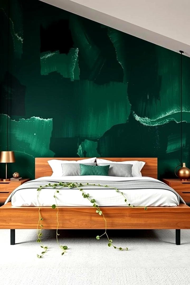 Vibrant Dark Green Artistic Touch - 21 Dark Green Bedroom Ideas