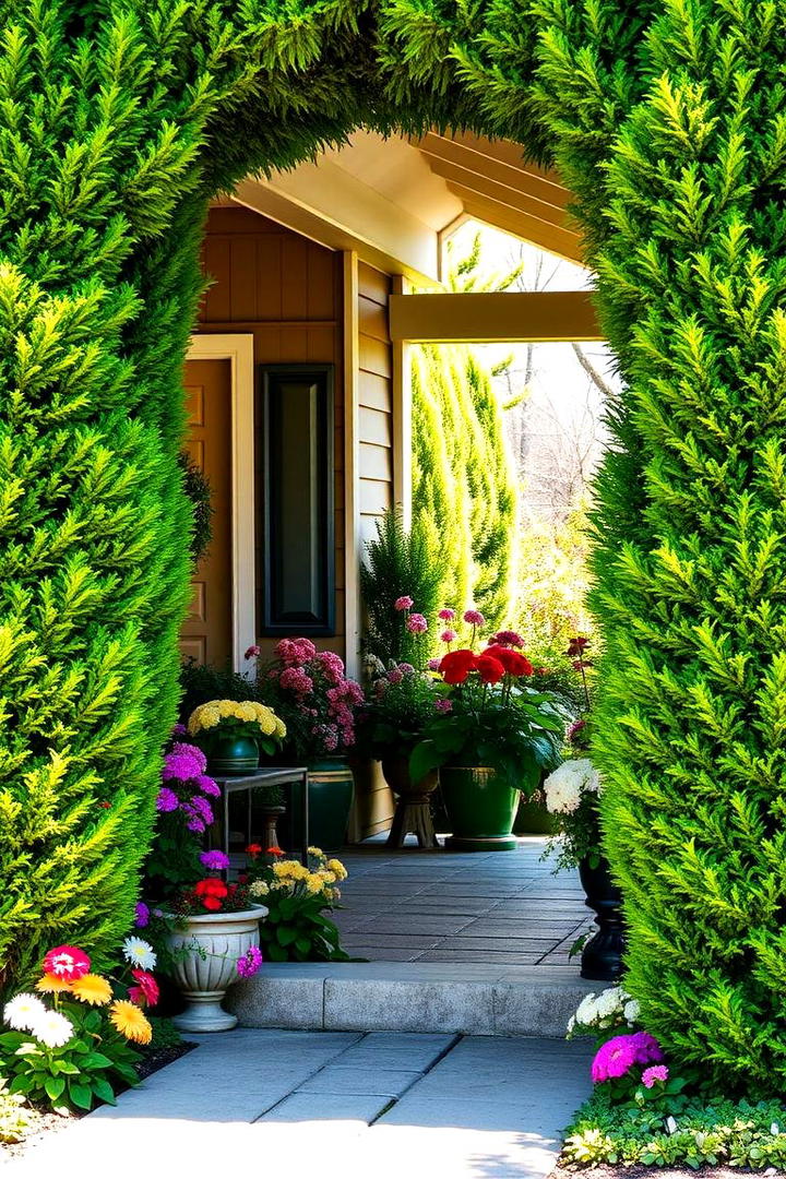 Vibrant Evergreen Framing - 30 Front Yard Evergreen Landscaping Ideas