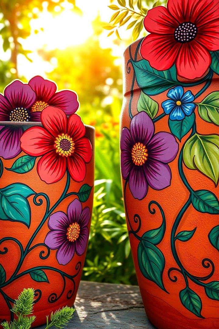 Vibrant Floral Fiesta - 21 Painted Pot Ideas