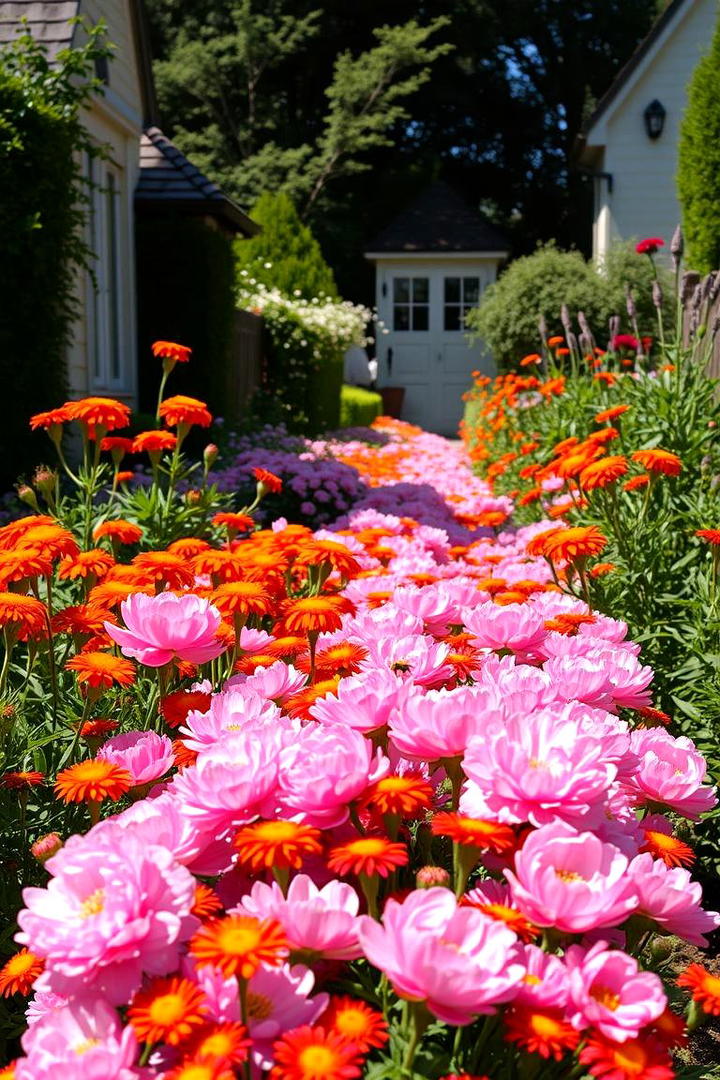 Vibrant Flower Border Path - 30 Garden Path Ideas