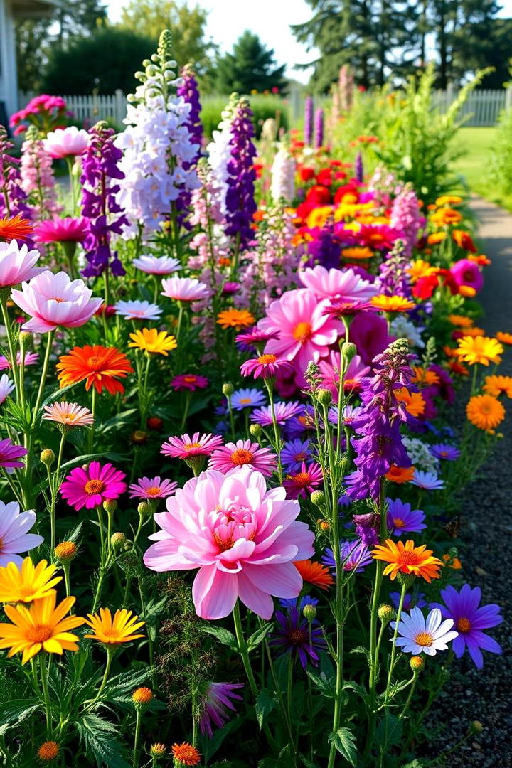 Vibrant Flower Border - 21 Landscaping Ideas