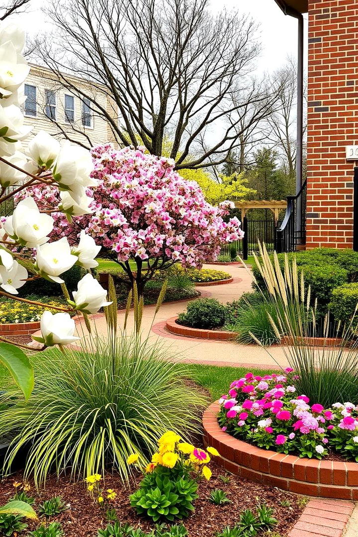 Vibrant Landscaping with Brick - 30 Brown Brick Exterior Home Ideas