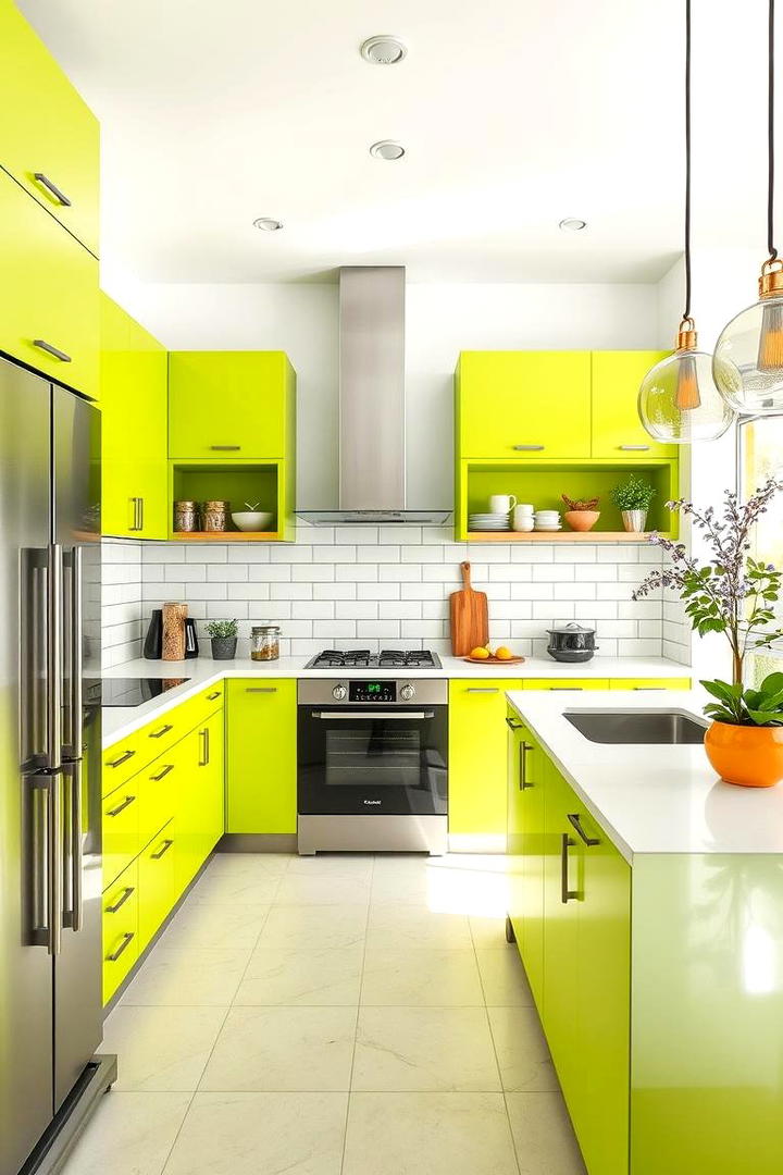 Vibrant Lime Green Modern Cabinets - 21 Green Kitchen Cabinet Ideas