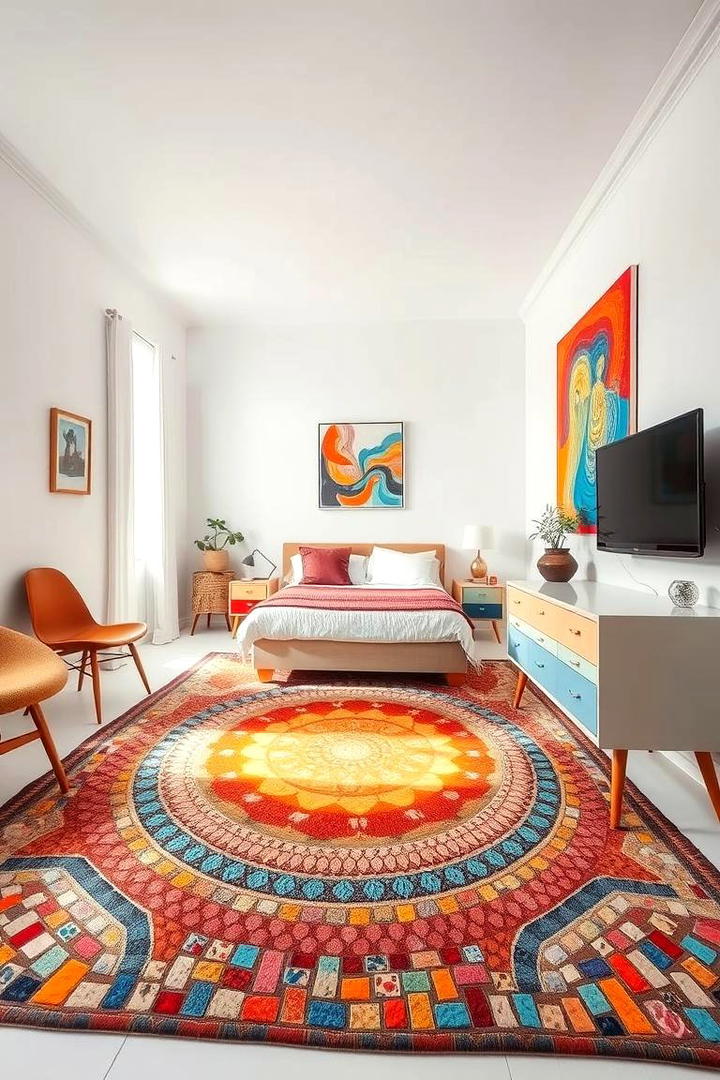 Vibrant Multicolor Mosaic - 30 bedroom rug ideas