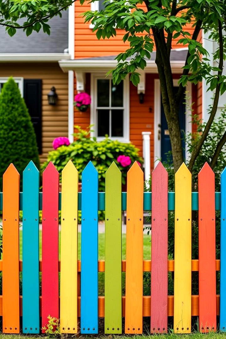 Vibrant Painted Wood Fence - 21 Front Yard Fence Ideas