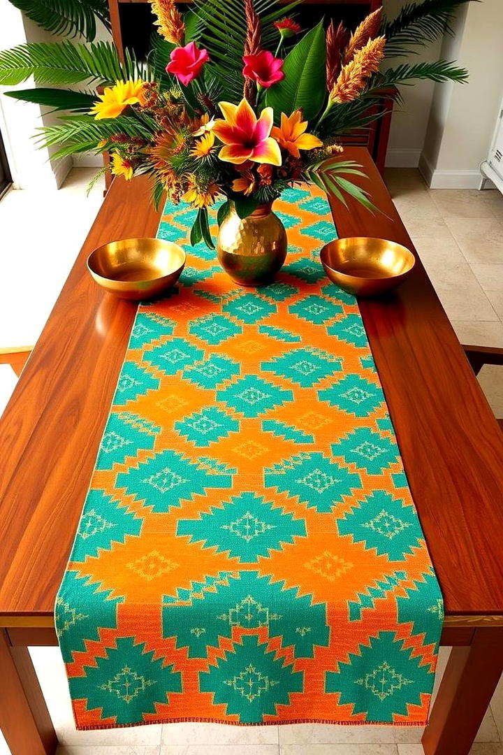 Vibrant Patterned Table Runner - 21 Table Runner Ideas