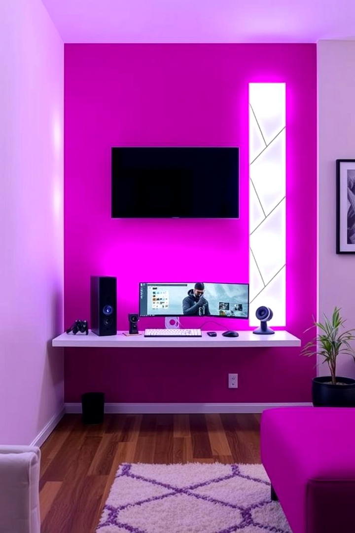 Vibrant Pink Accent Wall for Gaming - 30 Pink Gaming Setup Ideas