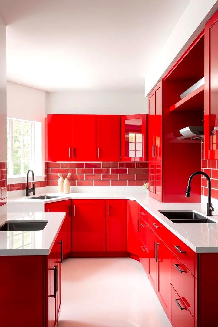 Vibrant Red Energy - 21 Kitchen Cabinet Color Ideas