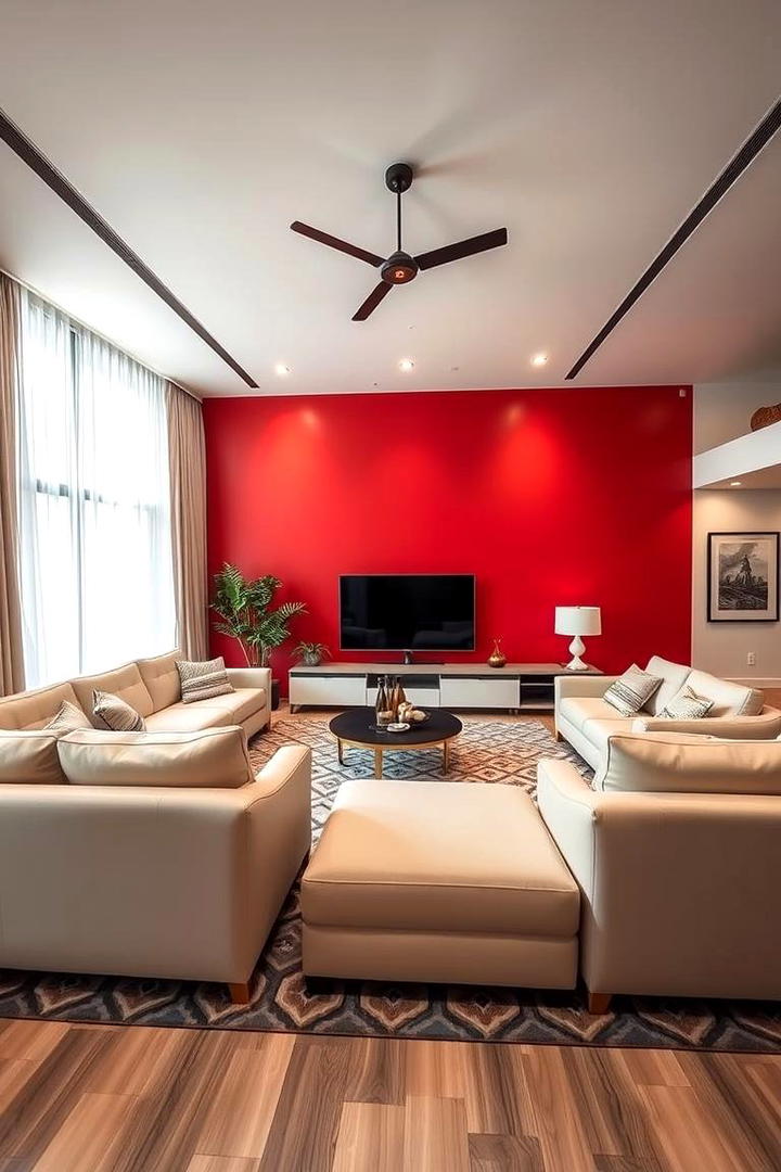 Vibrant Red and Cool Cream - 21 Two Colour Combination for Living Room