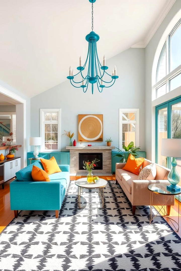 Vibrant Teal Pop - 30 Teal Living Room Ideas