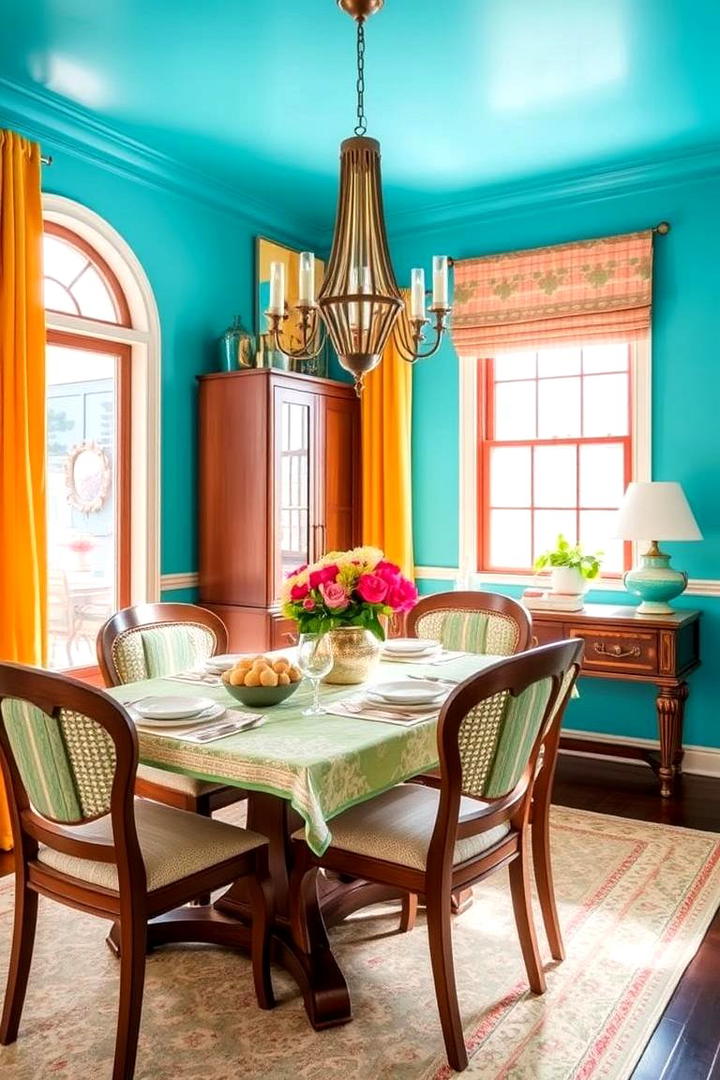 Vibrant Turquoise Energy - 21 Dining Room Paint Colors