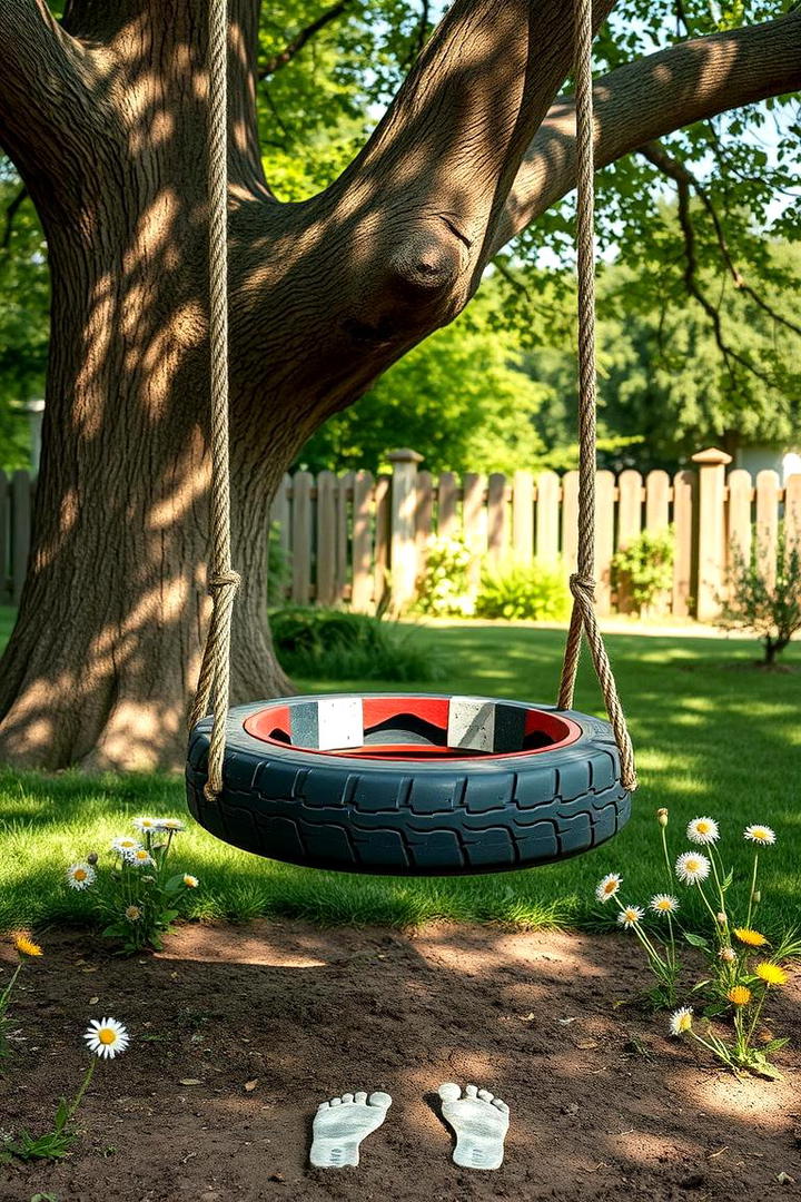 Vibrant Tyre Swings - 21 Recycled Tyre Garden Art Ideas