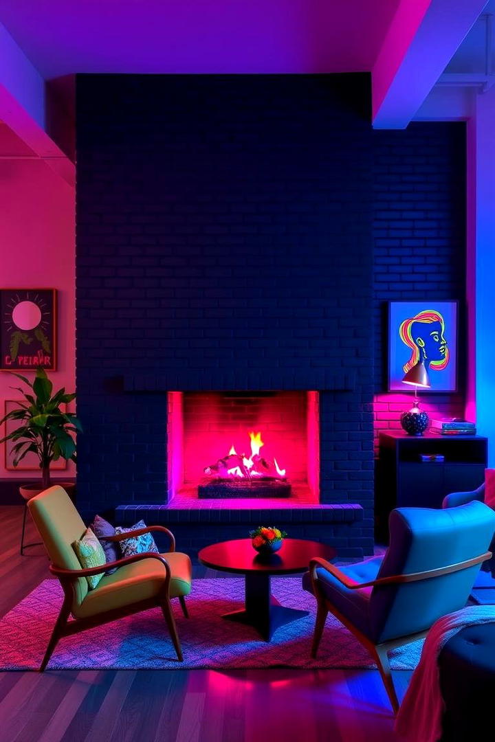 Vibrant Urban Black Brick Fireplace - 30 Black Brick Fireplace Ideas