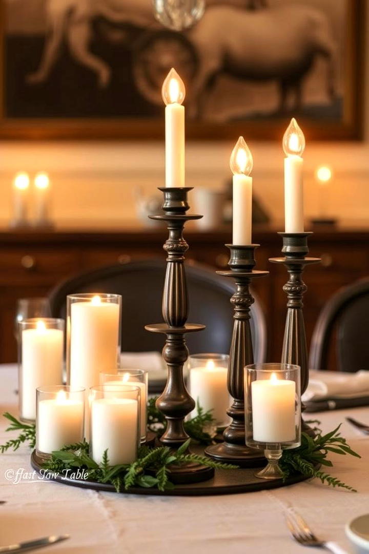 Vintage Candle Display - 21 Dining Table Centerpiece Ideas