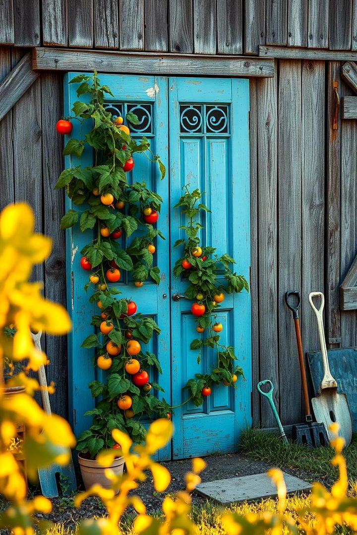 Vintage Door Trellis - 30 Tomato Trellis Ideas