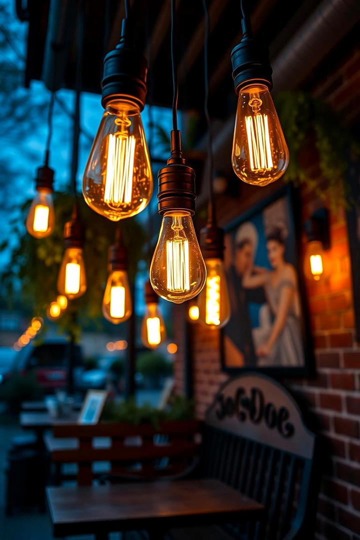 Vintage Edison Bulb Display - 30 Front Porch Lighting Ideas