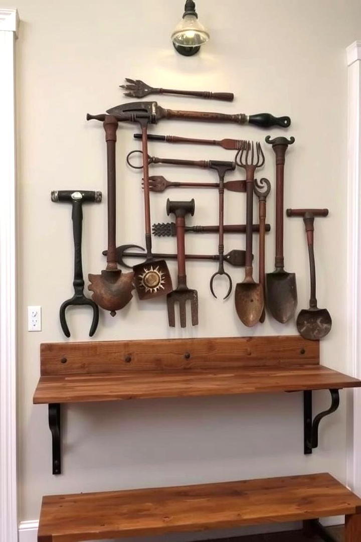 Vintage Farm Tools as Accents - 21 Rustic Decor Ideas