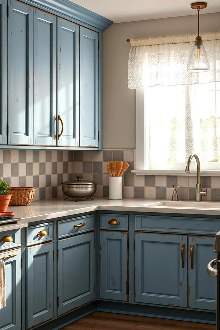 Vintage Farmhouse Flair - 21 blue farmhouse kitchen cabinets