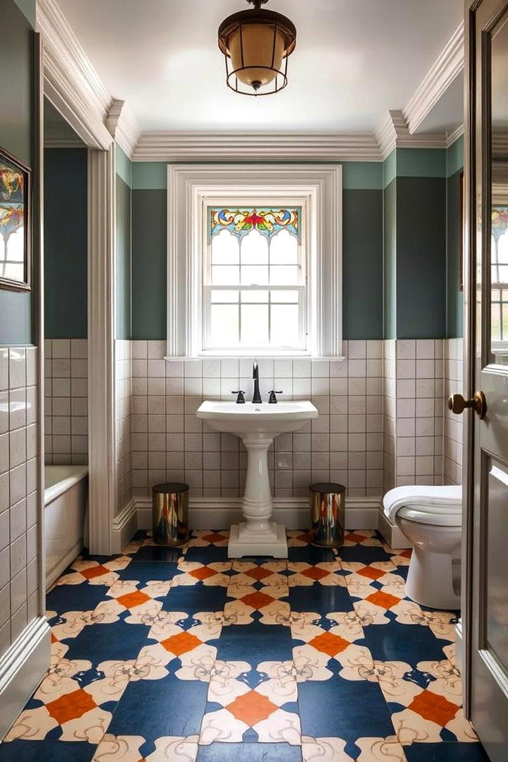 Vintage Inspired Encaustic Tiles - 30 Bathroom Tile Ideas