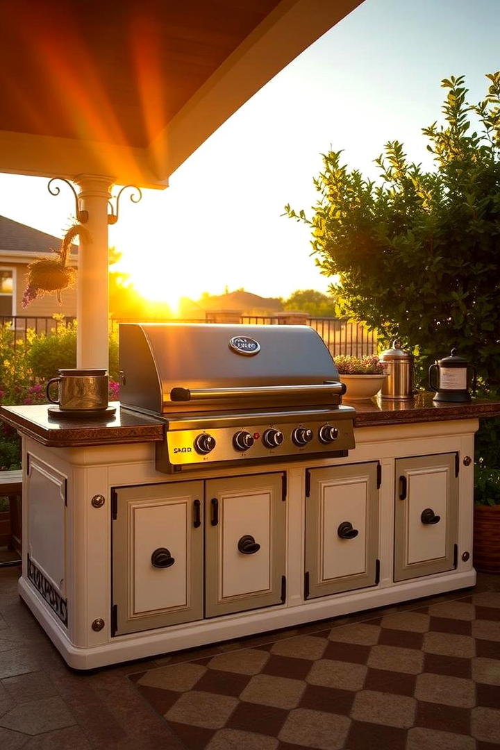 Vintage Inspired Iron Accents - 30 Bbq Island Ideas