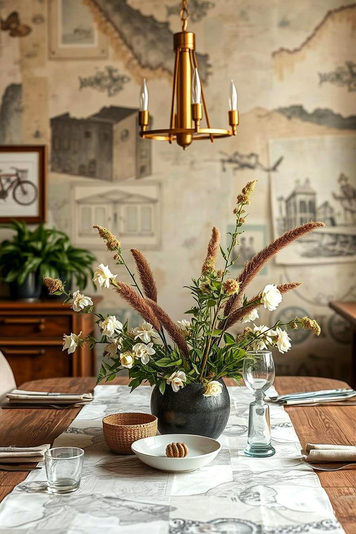 Vintage Inspired Mural - 21 Dining Table Centerpiece Ideas