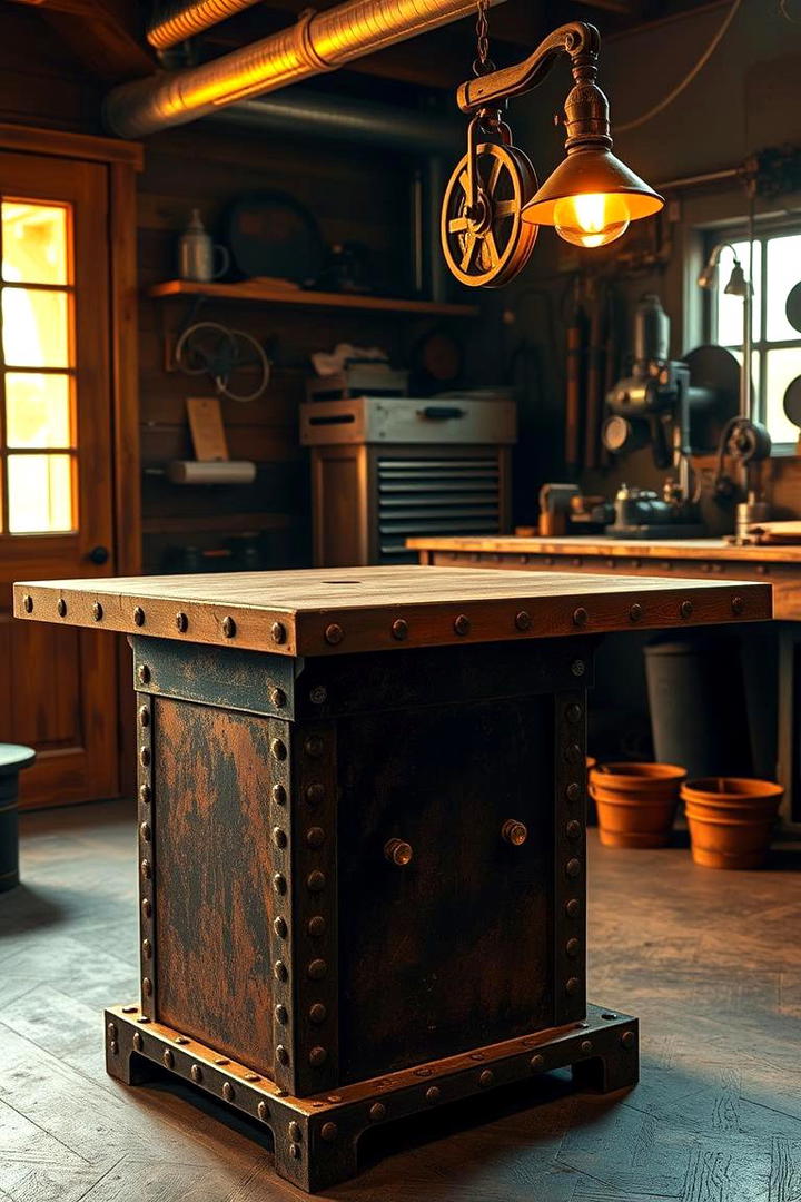 Vintage Inspired Workbench with Industrial Charm - 30 Garage Workbench Ideas