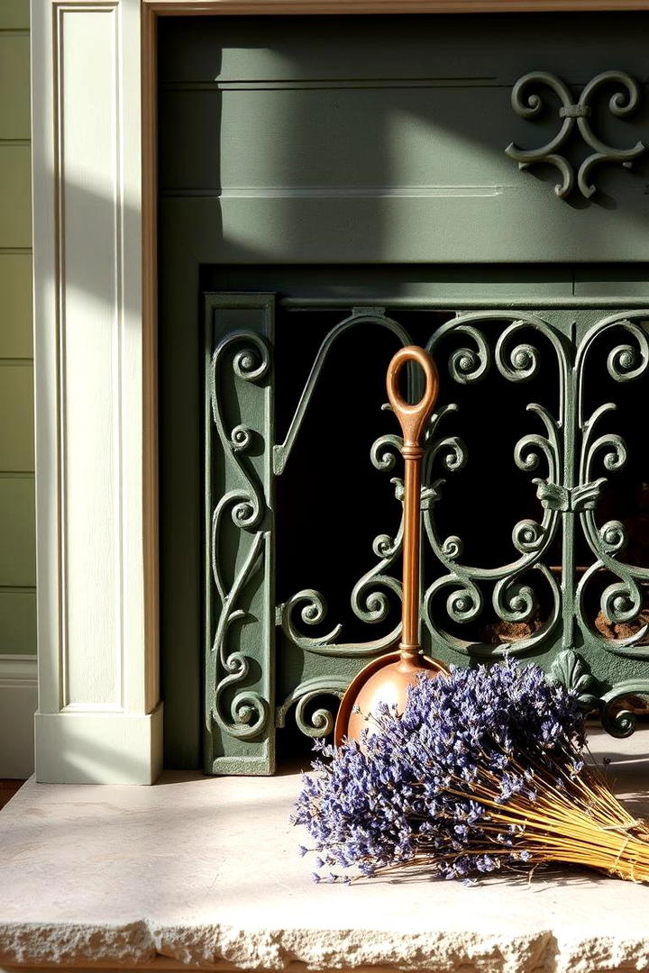 Vintage Iron Grate - 30 Farmhouse Fireplace Ideas