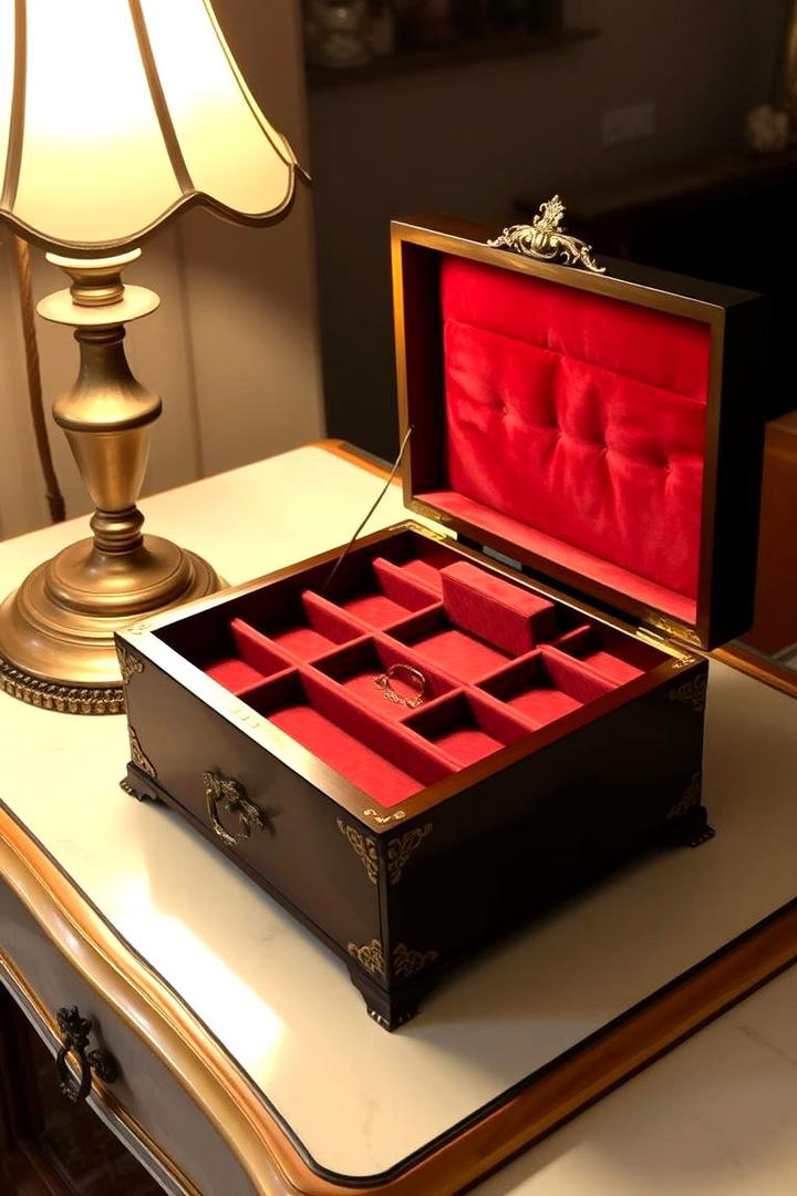 Vintage Jewelry Box with Compartments - 30 Jewelry Storage Ideas