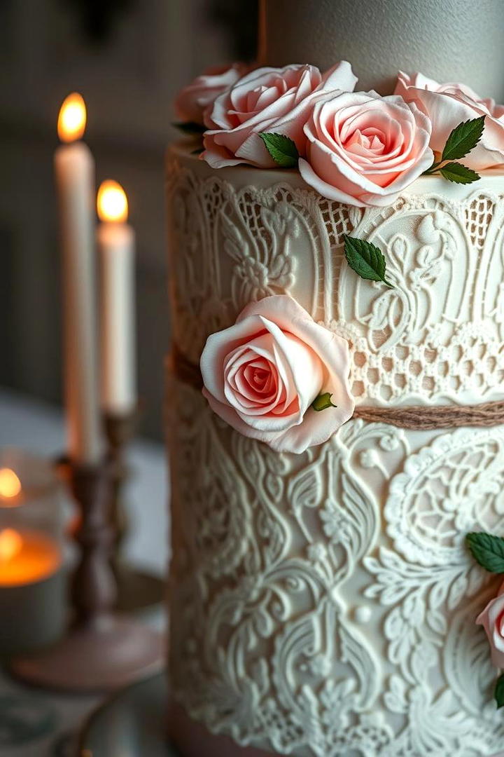 Vintage Lace Detail Cake - 21 Naked and Semi-naked Wedding Cake Ideas