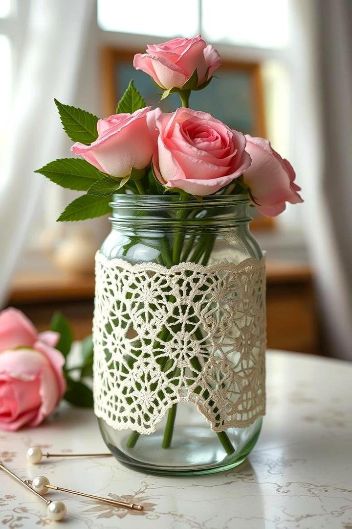 Vintage Lace Elegance - 30 Mason Jar Centerpiece Ideas