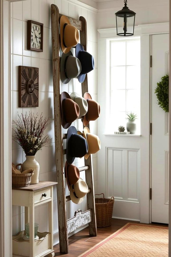 Vintage Ladder Hat Rack - 30 Hat Rack Ideas